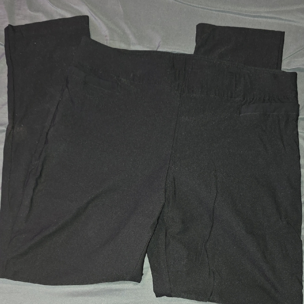 Briggs Plus Size 16W Black Work Style Pants With Faux Pockets, Stretchy